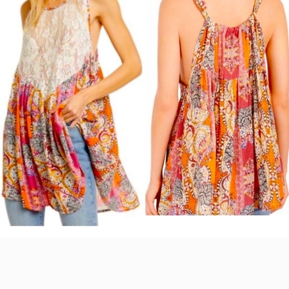 Free People Tops - Free People Count Me In Trapeze Tunic Top Paisley Print Size M